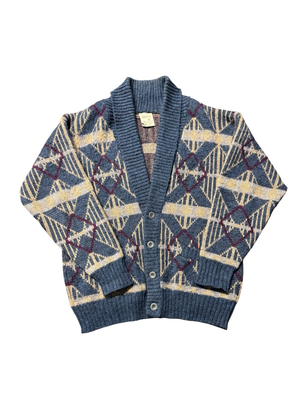 Vintage Hilda Ltd Icelandic Wool Geometric Cardigan Sweater Made in Iceland S
